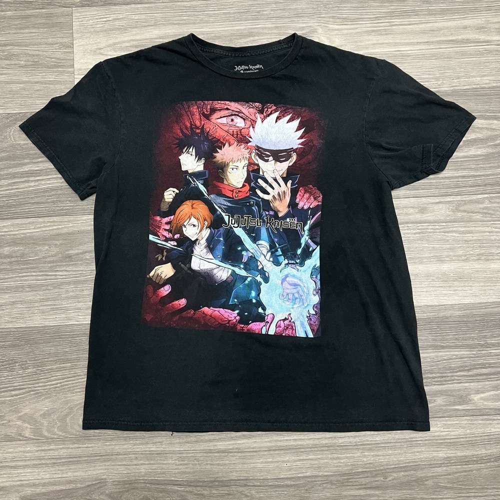Jujutsu Kaisen Shirt Men L Fits M Black Anime Comic Manga‎ TV Show Promo
